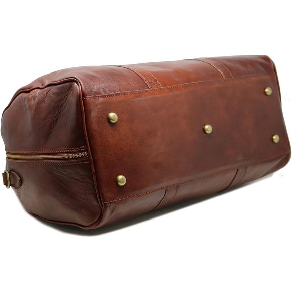 Cenzo Duffle Vecchio Women Leather Brown Italian Weekender Travel Bag - Picture 7 of 7